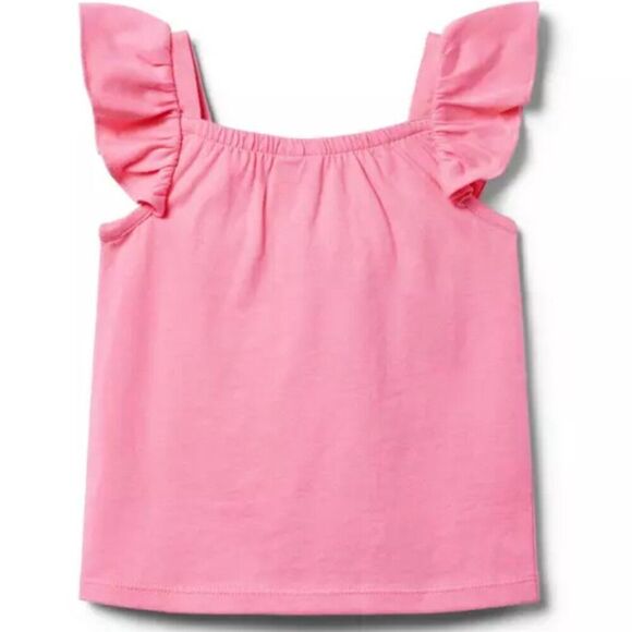 Janie and Jack 100048837 Girl Sunrise Pink Circle Trim Ruffle Top NWT - Picture 2 of 12